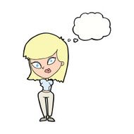 cartoon confused woman with thought bubble N66