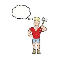 cartoon lumberjack with thought bubble N5
