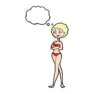 cartoon retro woman in bikini with thought bubble N7