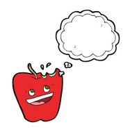 happy apple cartoon with thought bubble N5