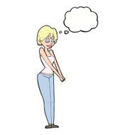 cartoon content woman with thought bubble N9