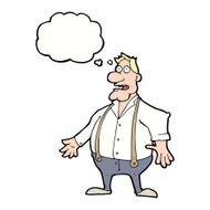 cartoon shocked man with thought bubble N88