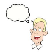 cartoon male face with thought bubble N17