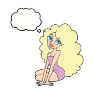 cartoon pretty woman with thought bubble N215