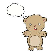 frightened teddy bear cartoon with thought bubble