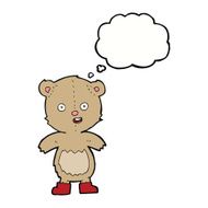 cartoon happy teddy bear in boots with thought bubble N5