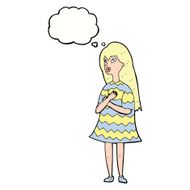 cartoon surprised girl with thought bubble N17