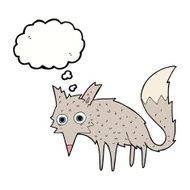 funny cartoon wolf with thought bubble