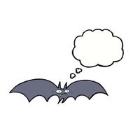 cartoon vampire bat with thought bubble N8