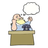 cartoon arrogant boss man with thought bubble N9