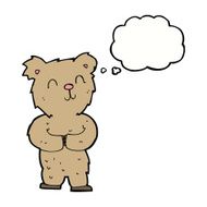 cartoon happy little bear with thought bubble