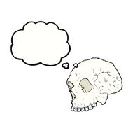 skull illustration with thought bubble