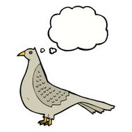 cartoon bird with thought bubble N226