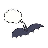 cartoon vampire bat with thought bubble N9