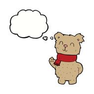 cartoon waving teddy bear with thought bubble N2