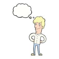 cartoon happy man with thought bubble N364