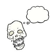 cartoon scary skull with thought bubble N19
