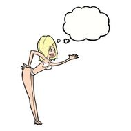 cartoon woman in bikini with thought bubble N48