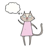 cute cartoon cat waving with thought bubble