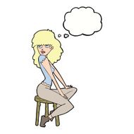 cartoon woman striking pose with thought bubble N8