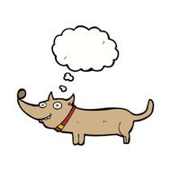 cartoon happy dog with thought bubble N69