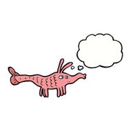 cartoon shrimp with thought bubble N27