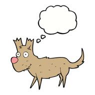 cartoon cute little dog with thought bubble N9