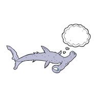 cartoon hammerhead shark with thought bubble N9