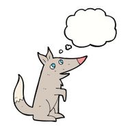 cartoon wolf cub with thought bubble N8