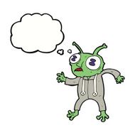 cartoon alien spaceman with thought bubble N17