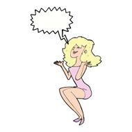cartoon attractive woman sitting with thought bubble N9