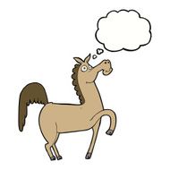 funny cartoon horse with thought bubble N8