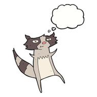 cartoon raccoon with thought bubble N9