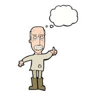 cartoon annoyed old man with thought bubble N54