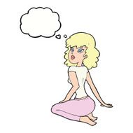 cartoon pretty woman with thought bubble N216