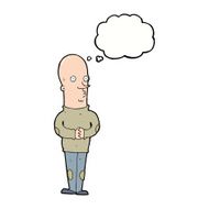 cartoon funny bald man with thought bubble N8