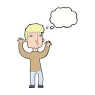 cartoon anxious man with thought bubble N9