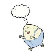 cartoon humpty dumpty egg character with thought bubble N9