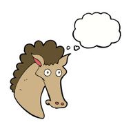 cartoon horse head with thought bubble N8