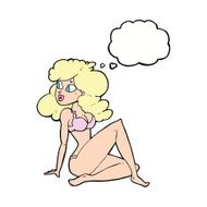 cartoon sexy woman in underwear with thought bubble N16