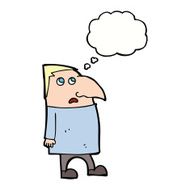 cartoon worried man with thought bubble N77