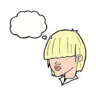 cartoon fashion haircut with thought bubble N9