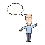 cartoon man issuing stern warning with thought bubble N9