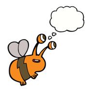 cartoon happy bee with thought bubble N17
