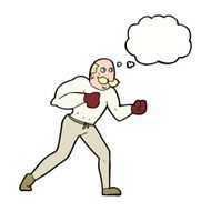 cartoon retro boxer man with thought bubble N9