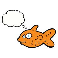 cartoon happy goldfish with thought bubble N5