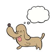 cartoon happy dog with thought bubble N70
