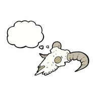 cartoon ram skull with thought bubble
