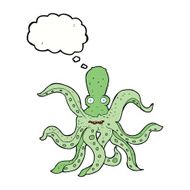 cartoon giant octopus with thought bubble N9