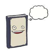 cartoon book with thought bubble